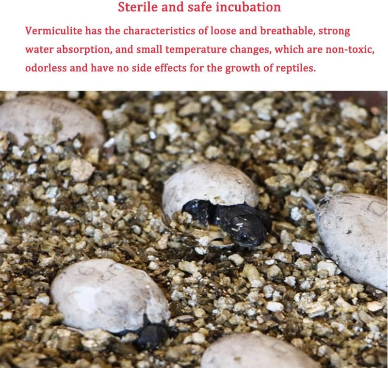 Flushbay Reptile Feeding Box Turtle Transport Breeding Box Egg Incubator Container with 1.1lb Reptile Substrate Vermiculite Bedding for Snake Tortoise Lizard Hatching Eggs - Image 4